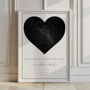 Carte des étoiles personnalisée – Affiche personnalisée du ciel nocturne | Cadeau unique pour les mariages, anniversaires, anniversaires | Téléchargement numérique et impression physique