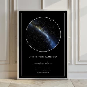 Carte des étoiles personnalisée – Affiche personnalisée du ciel nocturne | Cadeau unique pour les mariages, anniversaires, anniversaires | Téléchargement numérique et impression physique