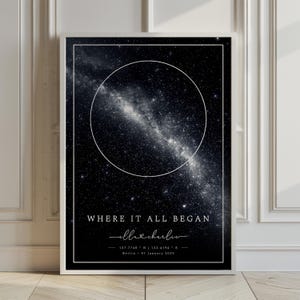 Carte des étoiles personnalisée – Affiche personnalisée du ciel nocturne | Cadeau unique pour les mariages, anniversaires, anniversaires | Téléchargement numérique et impression physique