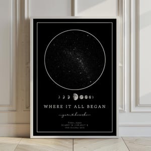 Carte des étoiles personnalisée – Affiche personnalisée du ciel nocturne | Cadeau unique pour les mariages, anniversaires, anniversaires | Téléchargement numérique et impression physique