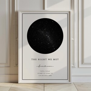 Carte des étoiles personnalisée – Affiche personnalisée du ciel nocturne | Cadeau unique pour les mariages, anniversaires, anniversaires | Téléchargement numérique et impression physique