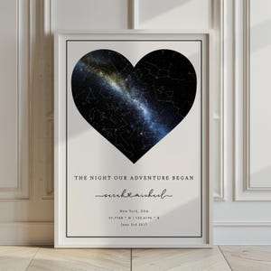 Carte des étoiles personnalisée – Affiche personnalisée du ciel nocturne | Cadeau unique pour les mariages, anniversaires, anniversaires | Téléchargement numérique et impression physique
