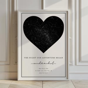 Carte des étoiles personnalisée – Affiche personnalisée du ciel nocturne | Cadeau unique pour les mariages, anniversaires, anniversaires | Téléchargement numérique et impression physique