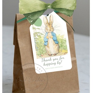 Peter Rabbit Personalised Birthday Party Favour Gift Tag, Boy First Birthday Peter Rabbit Thank You Tag, Peter Rabbit Gift Tag