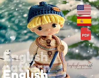 Crochet Amigurumi Doll Patterns - Crochet Doll English Pattern with Clothes - Doll Patterns for Sewing - Digital Doll Patterns with dress