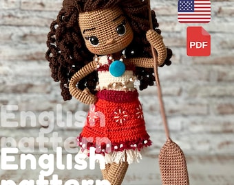 Engelskt virkmönster för dockor – Amigurumi med vågigt hår (PDF-mönster)