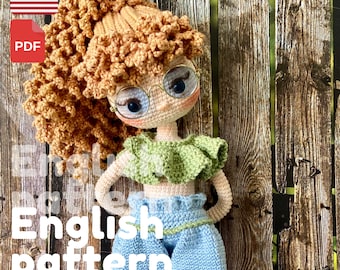 Amigurumi Doll Crochet Pattern: Yazmin Doll with Dress (English PDF)