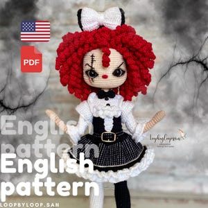 Crochet Doll English Pattern with Dress - Amigurumi Crochet Patterns with Clothes - Hallowen doll Patterns - Amigurumi Digital Pdf Pattern