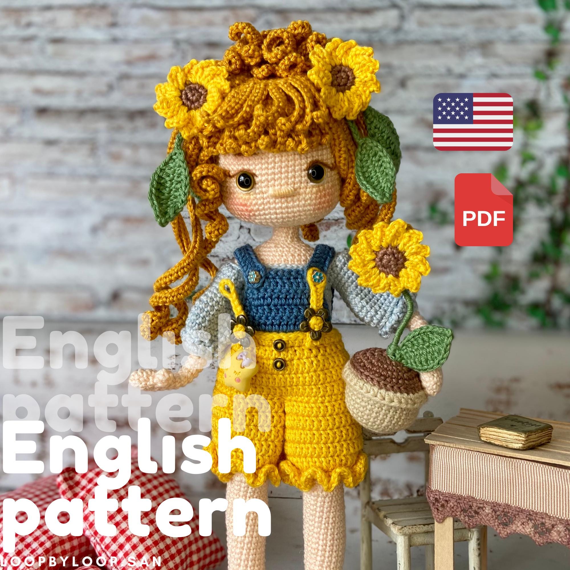 Sunflower Girl Amigurumi Doll Crochet Pattern: Nolly PDF (digital ...