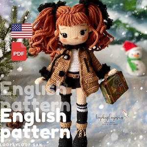 Gemma Doll crochet - Amigurumi doll pattern - English crochet pattern Crochet Doll with dress - Valantine&#39;s day gift -English amigurumi doll