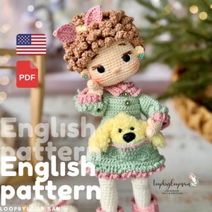 Sara Doll Crochet Pattern: Amigurumi Doll (PDF in English)