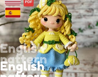 English - Espanol Amigurumi Doll Crochet Pattern: Fruity Girl Toy (PDF Pattern)