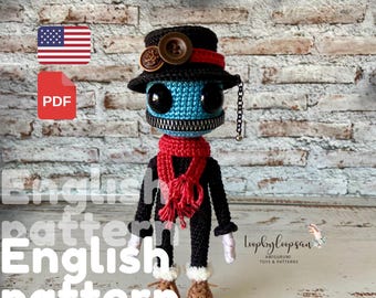 Steampunk Bolt Amigurumi Doll Virkmönster (PDF-mönster)