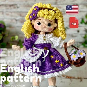 Violet Doll Crochet Pattern: Amigurumi Flower Girl PDF Tutorial (Beginner Friendly)