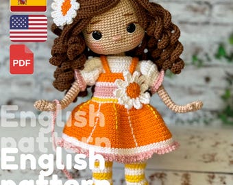 Orange Crochet Pattern: Amigurumi Doll (PDF, English , Espanol PDF Tutorial )
