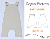 Baby romper sewing pattern PDF,Sıze:newborn-12 month, Instant digital download, Linen baby overalls, Summer baby boy romper pattern,