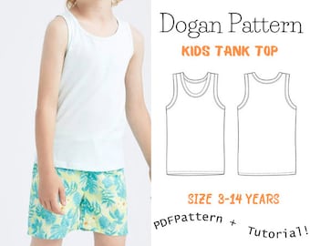 Tank top PDF sewing pattern/Tank Top Pattern/Tank top for gırl and boy / Sıze 3-14 Year/A4-A0-Letter,Tank Top for Children