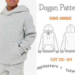 Sudadera con capucha de gran tamaño para niños-Explicación paso a paso en la foto- Patrón de costura para bebés/niñas/niños-/Tamaño:116-164/A0-A4-Carta