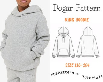 Kids Oversized Sweatshirt Hoodie-Pictured step-by-step explanation- Sewing Pattern for baby/girls/boys-/Sıze:116-164/A0-A4-Letter