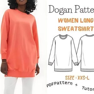 Women Hoodie Pattern Sweatshirt Hoodie PDF Sewing Pattern Oversized Zipper Hoodie Pattern XXXS - L Pattern
