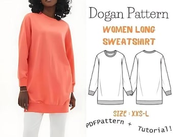 Women Hoodie Pattern Sweatshirt Hoodie PDF Sewing Pattern Oversized Zipper Hoodie Pattern XXXS - L Pattern