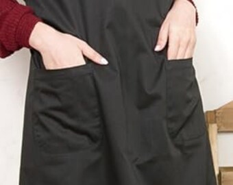Japanische Kochschürze Für Damen – Aus Baumwolle, Mit 2 Taschen Und Kreuzrücken, 55 X 39,4 Zoll, Maschinenwaschbar