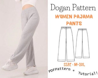 Pants Sewing Pattern PDF, Easy Sewing Pattern for Women's Linen Pants, High Waisted Wide-Leg Pants Trousers, Beginner Sewing Pattern,pajama
