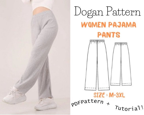 Pants Sewing Pattern PDF, Easy Sewing Pattern for Women's