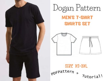 Patrón para principiantes de camiseta y pantalones cortos - tallas XS-3XL Patrón de costura para ropa de casa y de calle/Descarga instantánea/Conjunto de camiseta y pantalones cortos/A4-A0-Carta