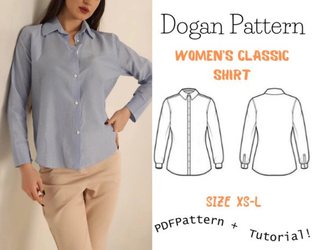 Female Shirt Basic Pattern Women’s Classic Shirt Sewing Pattern | Digital Download | Size XS-S-M-L ...