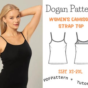 Camisole Strap Top Mulheres Camısole Strap Top -Camisola Padrão PDF/Costura fácil para iniciantes/Tamanho: XS-2XL/A4-A0-Letter Pattern/Costura feminina