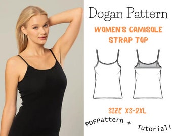 Camısole Strap Top Women Camısole Strap Top -Camisole PDF pattern / Easy beginner sewing / Sıze : XS-2XL / A4-A0-Letter Pattern/Women sewing