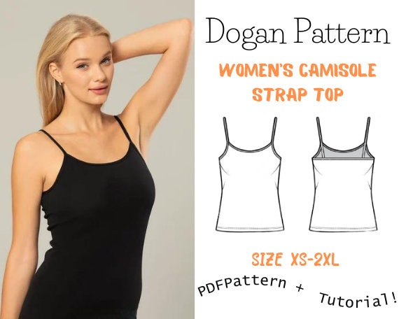 Camısole Strap Top Women Camısole Strap Top -Camisole PDF pattern / Easy beginner sewing / Sıze : XS-2XL / A4-A0-Letter Pattern/Women sewing