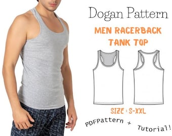 Men's Racer Back Tank Top Sewing Pattern | Sizes S-XXL | Step-by-Step Photos | Digital PDF | Easy DIY Sportswear Easy Sewing For Men