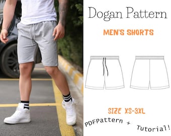 Pantalones cortos estéticos cómodos: XS-3XL - Apto para principiantes - Pantalones cortos para hombre - Paso a paso - Fácil de hacer / Patrón de pantalones cortos para hombre / Patrón de letras A4-A0