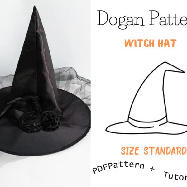 Witch hat Sewing Pattern Hat Sewing Pattern Hat PDF Easy Hat Pattern Instant download Wizard Hat/Charmer Hat/A4-A0-Letter