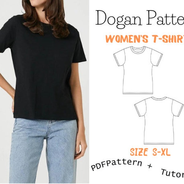 Woman T-Shirt Sewing Pattern  / T-shirt PDF pattern printable A4, Letter, A0 Tshırt pattern Sizes S-XL / A4 -A0 -Letter