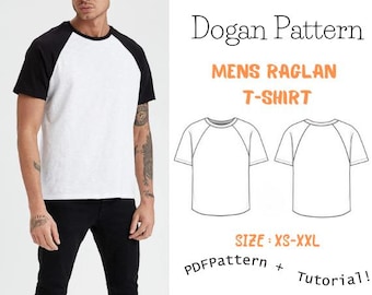 Men's Raglan T-Shirt Sewing Pattern-Sizes XS-2XL-Digital PDF with Step-by-Step Photos-Sporty Design-Easy DIY ProjectIllustrated Instructions