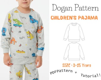 Pajama Sewing Pattern for Kids, Sweatshirt Pattern, Kids Pattern, PDF Pattern, Beginner Pattern, Sewing Pattern Toddlers Size 3Y-15Y