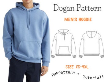Unisex Hoodie Sewing Pattern-( XS-4XL), Men's Sweater Sewing