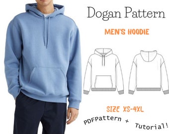 Unisex Hoodie sewing pattern-( XS-4XL), Men's sweater sewing pattern pdf, Make your own hoodie sweatshirt kangaroo pocket A4-A0-Letter