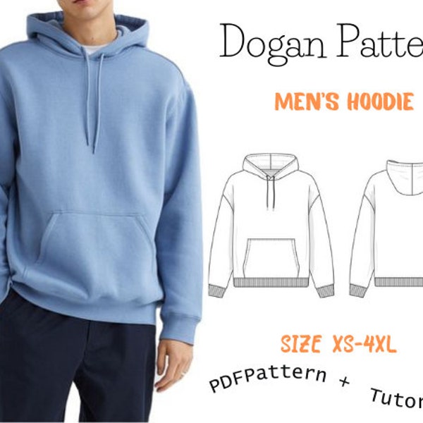 Unisex Hoodie sewing pattern-( XS-4XL), Men's sweater sewing pattern pdf, Make your own hoodie sweatshirt kangaroo pocket A4-A0-Letter