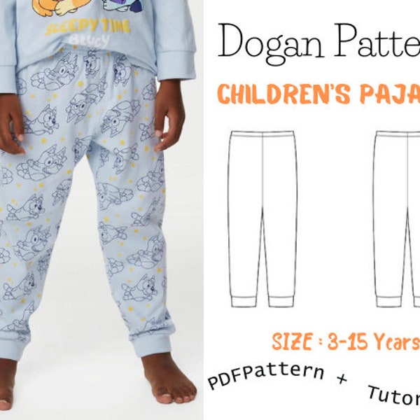 Children's pajama sewing Template/With Step-by-Step Illustrated Instructions/Children's pajama pattern/Suitable for beginners/Ages 3-15