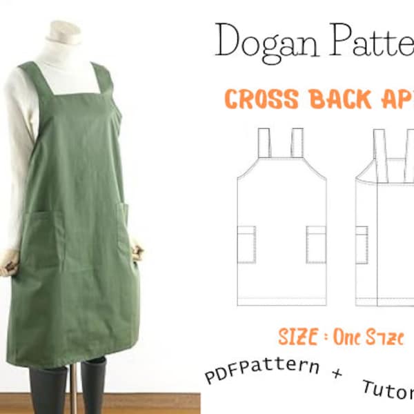 Cross Back Apron/Japanese Apron PDF pattern/Linen Apron Kitchen Apron Chef Apron Painter Apron/Japanese Style Linen Apron/Apron sewıng/PDF