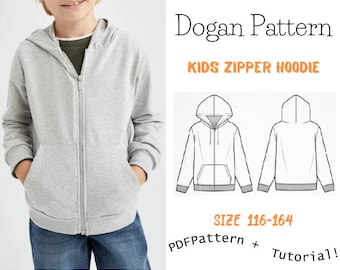 Kids Hoodie sewing pattern PDF download, kids sewing patterns, kids sewing pattern Kids Pattern/chıld zıped/Size:116-164/A4-A0-Letter