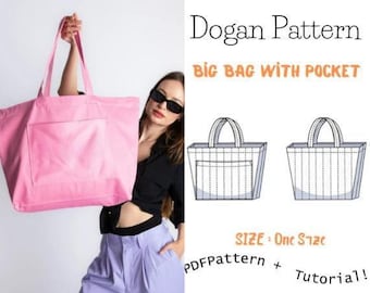 Large Bag Sewing Pattern - Large Bag Sewing Pattern with Illustrated Step by Step Instructions/A4-A0-Letter - DIY Project