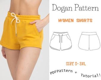 Easy Shorts Pattern-Women Shorts Pattern-Beginner Shorts Pattern-Elastic Waistband Shorts-Gym Shorts Pattern-shorts pdf pattern Short Sewing