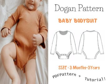 DIY Baby Bodysuit Pattern | Easy Snap-On Design | Sizes Newborn-12M Step-by-Step Photos Easy Baby Bodysuit Pattern Detailed Instructions |