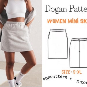 Mini Skirt Sewing Pattern | XS-XL | Instant Download | Easy Digital PDF | Side Slit Skirt,skirt pattern sewin,women skirt pdf,summer skirt