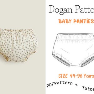 Baby panty PDF sewing pattern - Bloomer PDF pattern & tutorial l Diaper Cover | Toddlers panties PDF Sewing Pattern l Sizes 44 to 96